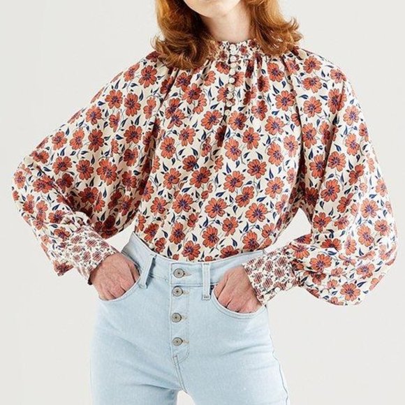 Levi's Tops - Levi's Gillian Mockneck Puff Sleeve Top, XS